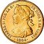 Spain 100 Reales (Isabel II) KM# 617.2 ISABEL 2 A POR LA G DE DIOS Y LA CONST 1864 coin obverse