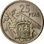 Spain 25 Pesetas Francisco Franco 1957 (58) KM# 787 25 PTAS UNA GRANDE LIBRE 65 coin reverse