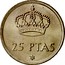 Spain 25 Pesetas Juan Carlos I 1975 (76) Proof KM# 808 25 PTAS 77 coin reverse