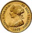 Spain 4 Escudos Isabel II 1868 (68) KM# 631.1 ISABEL 2A. POR LA G DE DIOS Y LA CONST 1868 coin obverse