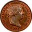 Spain 5 Centimos Isabel II 1854 KM# 602 ISABEL 2A POR LA G. DE DIOS Y LA CONST 1854 coin obverse