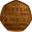 UK 50 Pence 250th Anniversary of the Johnson's Dictionary. Piedfort 2009  Proof 50 FI'FTY.ADJ .S.[ƑIƑTIƷ, SAXON. PENCE. N. S. PLURAL OF PENNY. JOHNSON'S DICTIONARY 1755 TP coin reverse