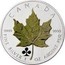 Canada 5 Dollars Maple leaf in green color (card club) 2008 KM# 1058 CANADA 9999 9999 FINE SILVER 1 OZ ARGENT PUR coin reverse