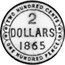 Canada 2 Dollars (Victoria- pattern) KM# Pn14 TWO HUNDRED CENTS 2 DOLLARS 1865 ONE HUNDRED PENCE coin reverse