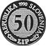 Slovenia 50 Lip France Preseren 1990 Proof X# Tn3 REPUBLIKA SLOVENIJA 50 LIP 1990 coin obverse