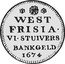Netherlands Leeuwenschelling 1674 KM# 77 West Friesland Provincial Coinage WEST FRISIA VI STUIVERS BANKGELD 1674 coin reverse