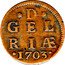 Netherlands Duit Crowned arms of Gelderland 1703 Crane KM# 75 D G E L R I A E 1703 coin reverse