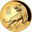 Australia 100 Dollars Elizabeth II -Year of the Tiger 2022 P 虎 TIGER 2022 P MR coin reverse