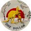 Australia One Dollar (Kangaroo mother and joey (colored)) ONE DOLLAR ONE OUNCE FINE SILVER coin reverse