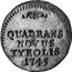 Austria 1/4 Kreuzer Quadrans - Maria Theresia Hall 1745 KM# 1685 QUADRANS NOVUS TYROLIS 1745 coin reverse