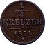Austria 1/4 Kreuzer Franz Joseph I 1851 A KM# 2180 1/4 KREUZER 1851 A coin reverse