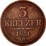 Austria 3 Kreuzer Franz Joseph I 1851 B KM# 2193 3 KREUZER 1851 B coin reverse