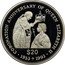 Tuvalu 20 Dollars Coronation Anniversary 1993 Proof KM# 16 CORONATION ANNIVERSARY OF QUEEN ELIZABETH II $20 1953+1993 coin reverse