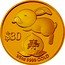 Tuvalu 30 Dollars (Elizabeth II Year of the Rabbit - Longevity) $30 1/5 OZ 9999 GOLD coin reverse