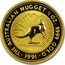 Australia 50 Dollars The Australian Nugget 1991 KM# 143 THE AUSTRALIAN NUGGET 1/2 OZ. 9999 GOLD GREY KANGAROO *YEAR* coin reverse