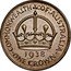 Australia One Crown Coronation of King George VI 1938 KM# 34 COMMONWEALTH :OF:AUSTRALIA 1938 ∙ ONE CROWN ∙ coin reverse
