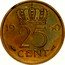 Netherlands 25 Cents (Queen Juliana Pattern) 1950 25 CENT coin reverse