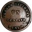 Argentina Centavo Radiant Sunface 1854 KM# 23 TESORO NACIONAL BANCO UN CENTAVO coin reverse