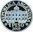 Argentina Peso 70th Anniversary of Central Bank 2005 Proof KM# 140 REPÚBLICA ARGENTINA 1 PESO 2005 coin obverse