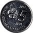 Malaysia 5 Sen Flower 2014 KM# 201 2013 5 SEN BANK NEGARA MALAYSIA coin obverse