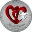 Niue Two Dollars Love is Precious. Hearts 2013 Proof KM# 951 LOVE IS PRECIOUS 999 FINE SILVER coin reverse