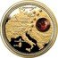 Niue 5 Dollars Amber Route 2011 Proof KM# 689 AQUILEIA CARNUNTUM ELBLĄG GDAŃSK GERMANIA KALININGRAD STARE HRADISKO SZOMBATHELY WROCŁAW coin reverse