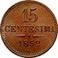 Italy 15 Centesimi Franz Joseph I 1852 V C# 33.2 15 CENTESIMI 1852 V coin reverse