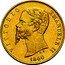Italy 20 Lira Vittorio Emanuele II 1860 DB//B Stack's Hammel sale 9-82 XF realized $24,000; Stack's International sale 3-88 Gem BU realized $16,500 KM# 15 VITTORIO EMANUELE II 1860 DB coin obverse