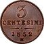 Italy 3 Centesimi Franz Joseph I 1852 M C# 30.1 3 CENTESIMI 1852 M coin reverse
