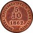 Italy 5/10 Soldo Franz Joseph I 1862 B C# 34.2 MONETA SPICCIOLA PEL R LOMB VENETO 5/10 1862 coin reverse