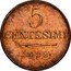 Italy 5 Centesimi Francesco I. Lombardy 1822 M C# 3.2 5 CENTESIMI 1822 coin reverse