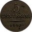 Italy 5 Centesimi Ferdinand I 1843 V C# 14.2 5 CENTESIMI 1843 coin reverse
