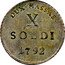 Italy 10 Soldi Maria Beatrice 1792 C# 4 DUX MASSAE X SOLDI 1792 coin reverse