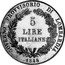 Italy 5 Lira Lombardy Venetia 1848 M C# 22.3 GOVERNO PROVVISORIO DI LOMBARDIA 5 LIRE ITALIANE 1848 coin obverse