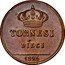Italy 10 Tornesi Francesco I 1825 KM# 293 TORNESI DIECI 1825 coin reverse