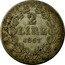 Italy 2 Lire Pius IX 1867 R XXII KM# 1379.2 STATO PONTIFICIO 2 LIRE 1867 R coin reverse