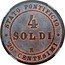 Italy 4 Soldo (20 Centesimi) Pius IX 1868 R XXII KM# 1374 STATO PONTIFICIO 4 SOLDI R 20 CENTESIMI coin reverse