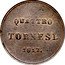 Italy 4 Tornesi Ferdinando I 1817 KM# 279 QUATTRO TORNESI 1817 coin reverse