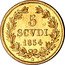 Italy 5 Scudo Pius IX 1854 R IX KM# 1116 5 SCVDI 1854 coin reverse