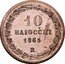 Italy 10 Baiocchi Pio IX 1865 R XX KM# 1342c 10 BAIOCCHI 1865 R coin reverse