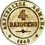 Italy 4 Baiocchi Eagle in Wreath 1849 R KM# 24 REPUBBLICA ROMANA 4 BAIOCCHI 1849 coin obverse