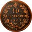 Italy 10 Centesimi Vittorio Emanuele II 1867 T KM# 11.6 10 CENTESIMI 1866 T coin reverse