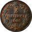 Italy 2 Centesimi Vittorio Emanuele II 1861 M KM# 2.1 2 CENTESIMI 1861 M coin reverse
