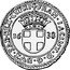 Italy Doppia 1638 KM# 8 Vercelli/ Siege Coinage FRAN IACINT D G DVX SAB REX CYPRI 16 38 coin obverse