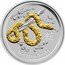 Australia 1 Dollar Year of the Snake (Gilded) 2013 KM# 1831a YEAR OF THE SNAKE P coin reverse