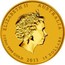 Australia 15 Dollars Year of the Snake (Colorized) 2013 KM# 2089 ELIZABETH II AUSTRALIA 1/10 OZ 9999 GOLD 2013 15 DOLLARS IRB coin obverse