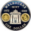 Australia One Dollar Melbourne Mint 2002 KM# 660 MELBOURNE MINT 1872 2002 ONE DOLLAR coin reverse