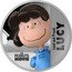 Niue Two Dollars (Lucy) LOUD AND PROUD. 1 OUNCE .999 FINE SILVER © 2015 PEANUTS © FOX LUCY THE PEANUTS MOVIE coin reverse