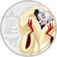 Niue Two Dollars (Cruella De Vil) I DON’T HAUNT, I FLAUNT. 1OZ 999 FINE SILVER © DISNEY coin reverse