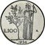 Italy 100 Lire (Large type. Trial strike. Prova) KM# PrA81 L.100 R PROVA 1954 coin reverse
